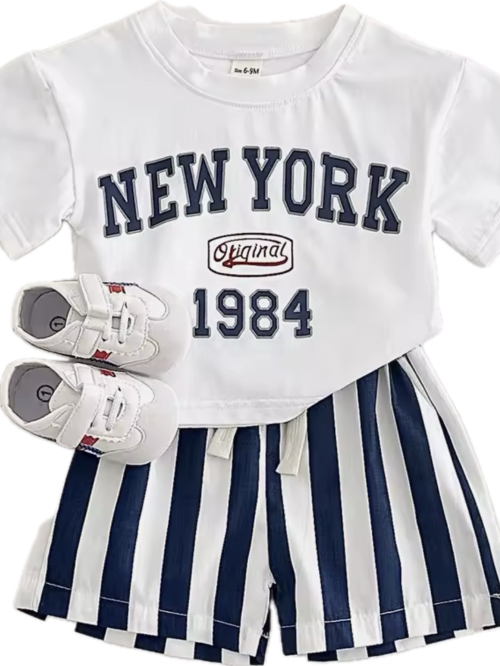 New toddler White & Navy Two-Piece Kids Set 18-24 months New York